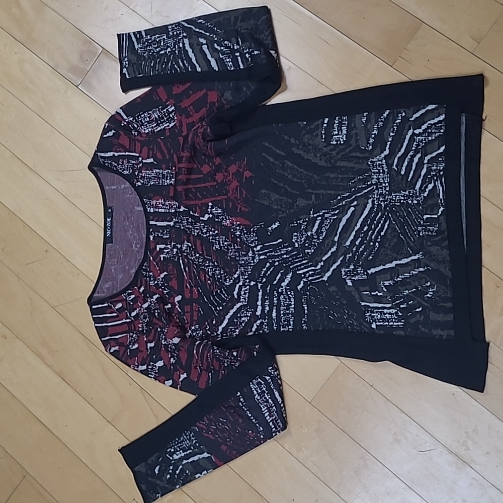 NIC + ZOE Sweater Shirt Long Sleeve Top Multi Color Size PP